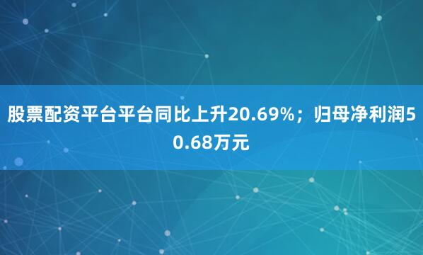 股票配资平台平台同比上升20.69%；归母净利润50.68万元