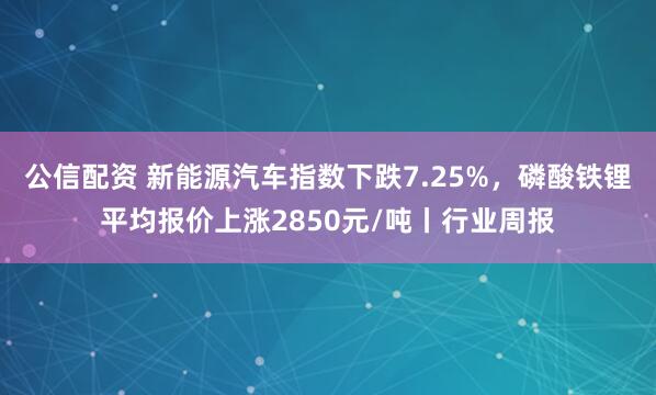 公信配资 新能源汽车指数下跌7.25%，磷酸铁锂平均报价上涨2850元/吨丨行业周报